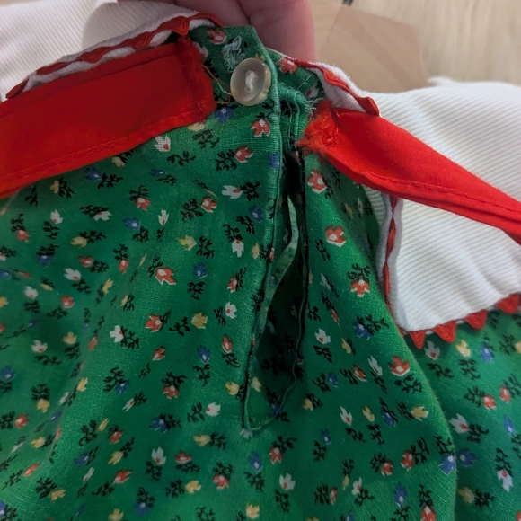 Vintage Doris Brosk for Fun Frills green floral dress with red neck tie size 6 - Picture 8 of 8